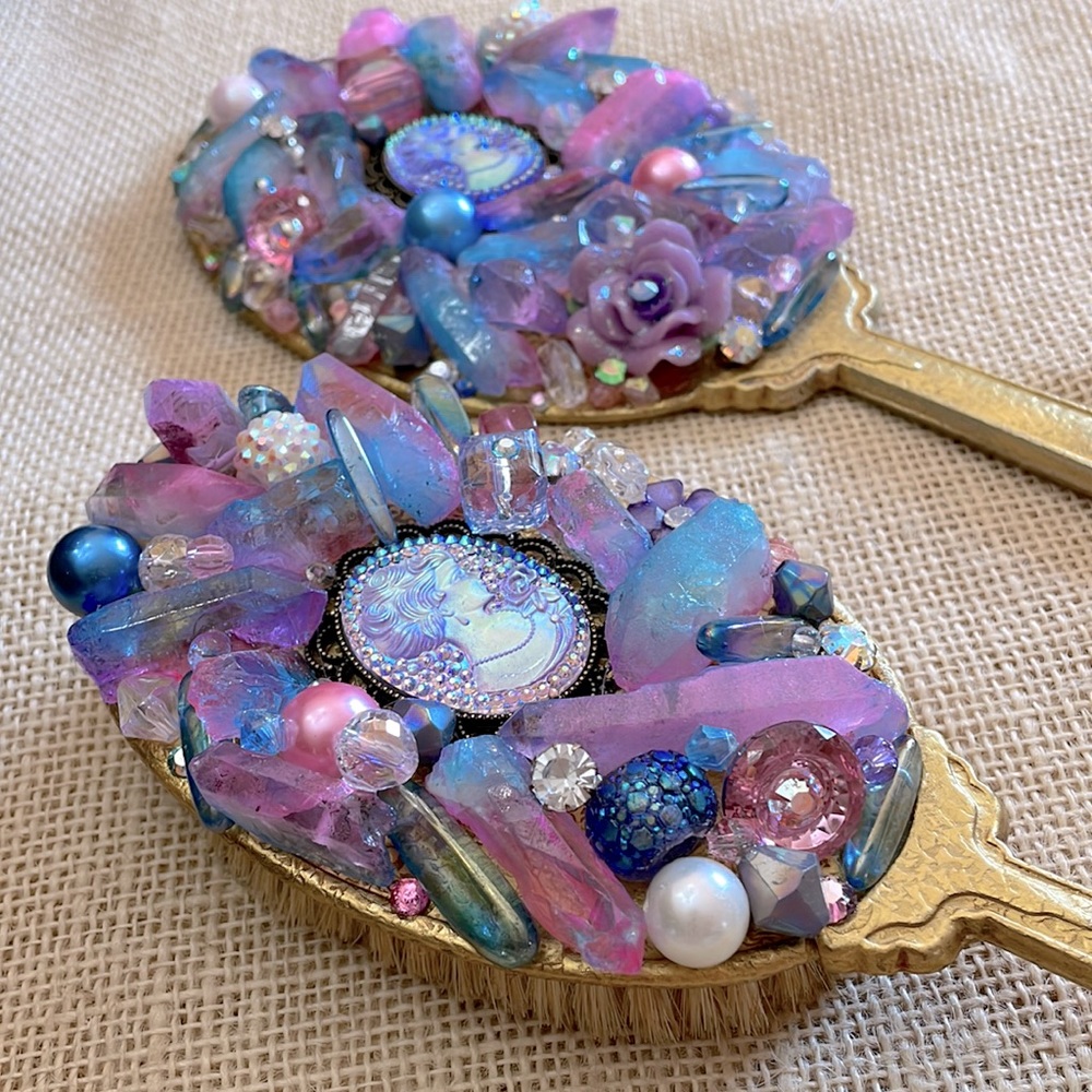 Vintage Vanity Mirror & Brush Set